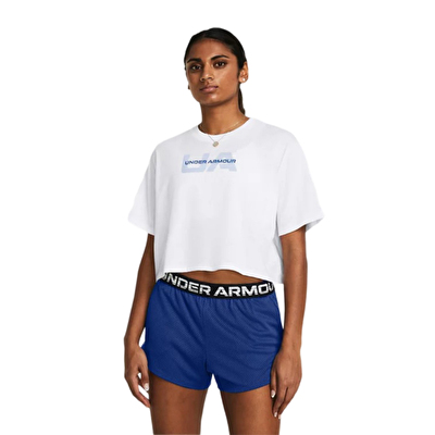 Under Armour Boxy Crop Branded Kadın Kısa Kollu T-Shirt Beyaz