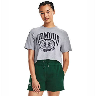 Under Armour Collegiate Kadın Kısa Kollu Crop T-Shirt Koyu Gri
