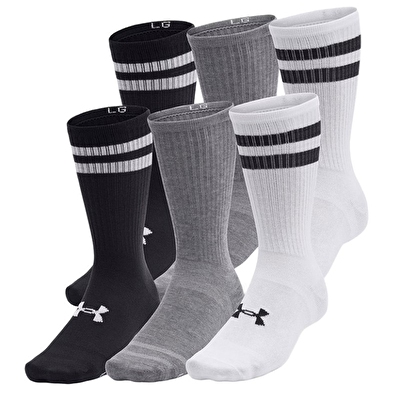 Under Armour Essential 6'Lı Paket Crew Çorap Beyaz Siyah