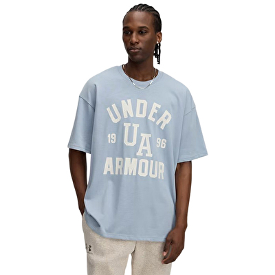 Under Armour Heavyweight Varsity Oversize Kısa Kollu T-Shirt Mavi