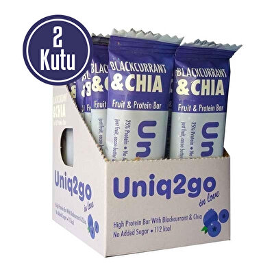 Uniq2go In Love  Frenk Üzümlü ve Chialı Protein Bar 32 Gr 12 Adet x 2 Kutu