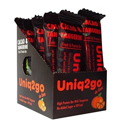 Uniq2go In Love  Kakaolu ve Mandalinalı Protein Bar 32 Gr 12 Adet