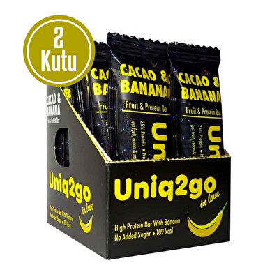 Uniq2go In Love Kakaolu ve Muzlu Protein Bar 32 Gr 12 Adet x 2 Kutu